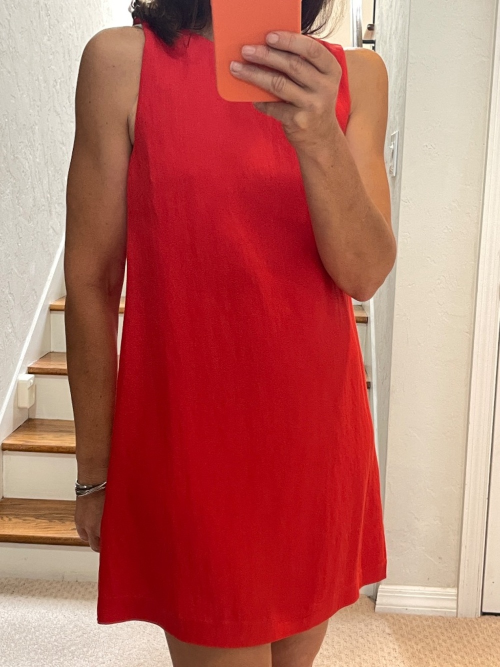 H&M red lightweight tank summer dress women XS
